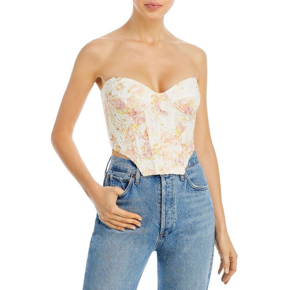 Bardot Womens Lila White Underwire Bustier Corset Cropped Top NWT
